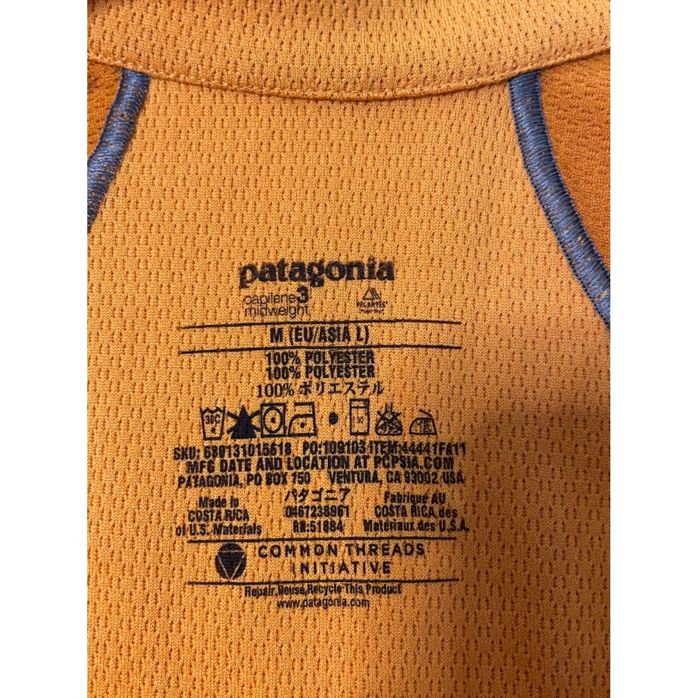 Patagonia Capilene 3 Midweight Mens M Orange Excellent 1/4 Zip Pullover 44441 - Picture 5 of 5